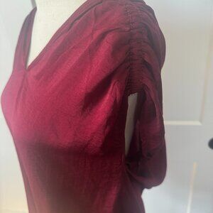 NWT Lovestitch Ruched Sleeve Satin Top - Crimson Size S